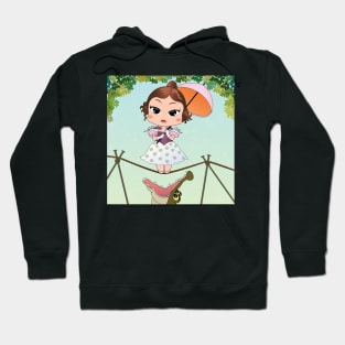 Chibi haunted mansion streching portraits tightrope walker girl Hoodie